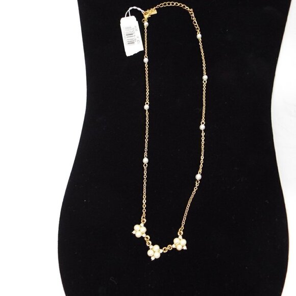 1928 Gold Tone with Faux Pearl Accents 16" Necklace - New with Tags - Picture 5 of 8